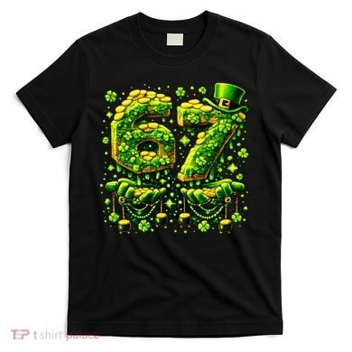 Six Seven Meme 67 St Patricks Day 6-7 Irish Clover T-Shirt