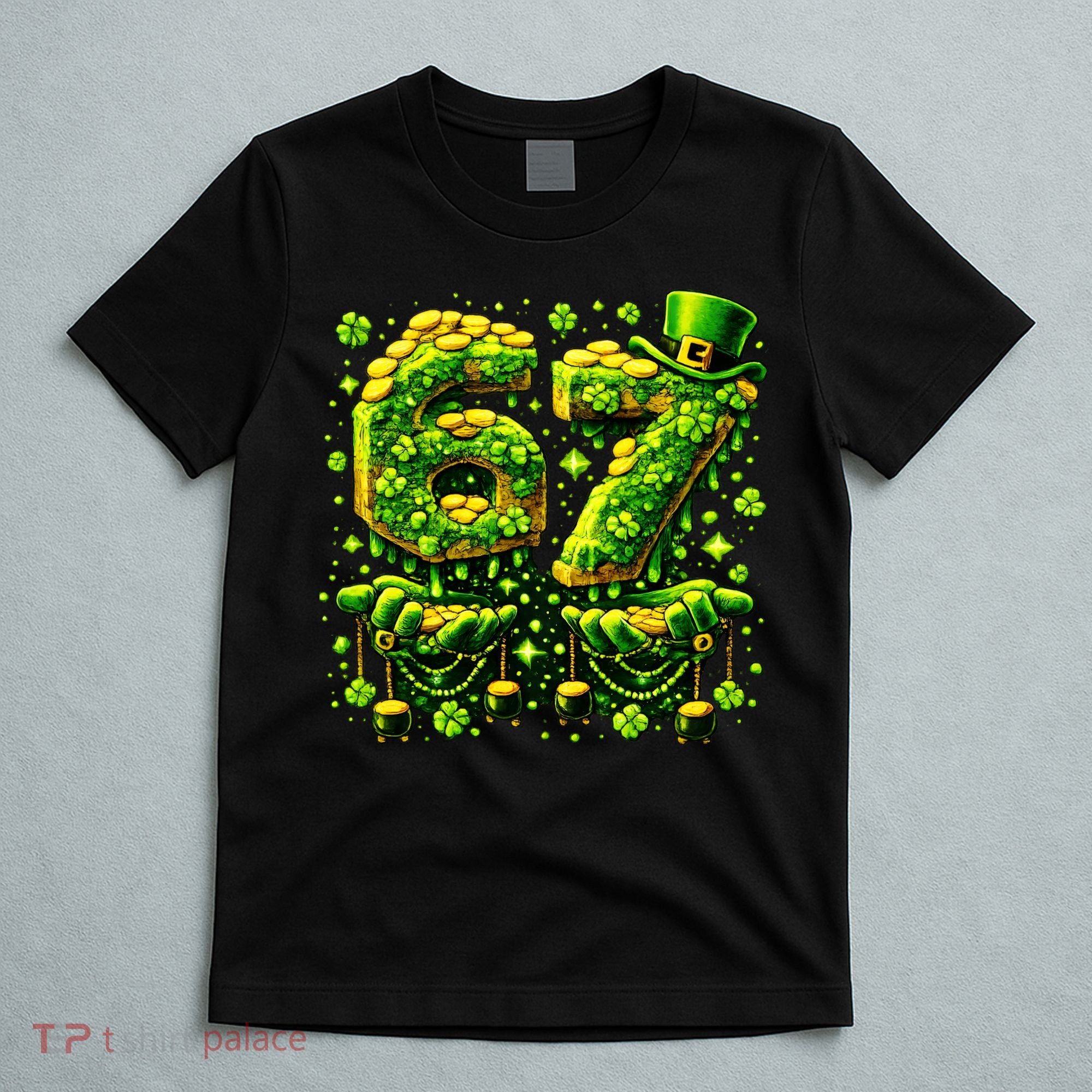 Six Seven Meme 67 St Patricks Day 6-7 Irish Clover T-Shirt