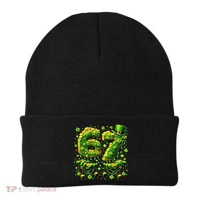 Six Seven Meme 67 St Patricks Day 6-7 Irish Clover Beanie