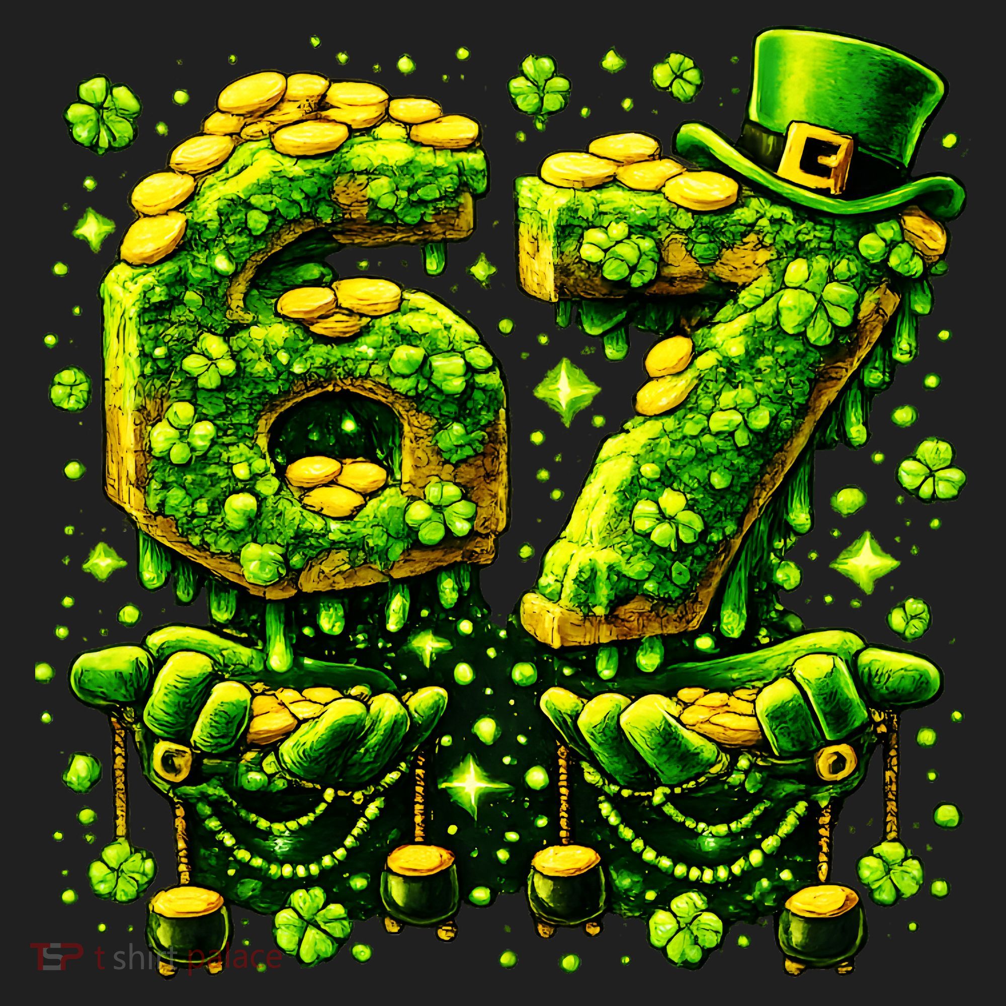 Six Seven Meme 67 St Patricks Day 6-7 Irish Clover Beanie