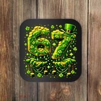 Six Seven Meme 67 St Patricks Day 6-7 Irish Clover Coaster thumb 0
