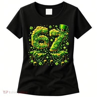 Six Seven Meme 67 St Patricks Day 6-7 Irish Clover Women's T-Shirt