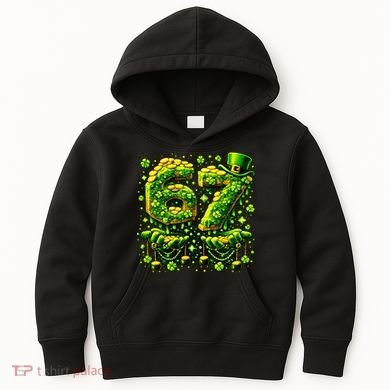 Six Seven Meme 67 St Patricks Day 6-7 Irish Clover Kids Hoodie