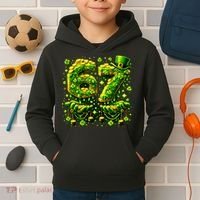Six Seven Meme 67 St Patricks Day 6-7 Irish Clover Kids Hoodie thumb 2