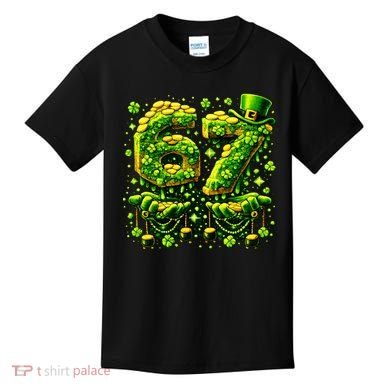 Six Seven Meme 67 St Patricks Day 6-7 Irish Clover Kids T-Shirt