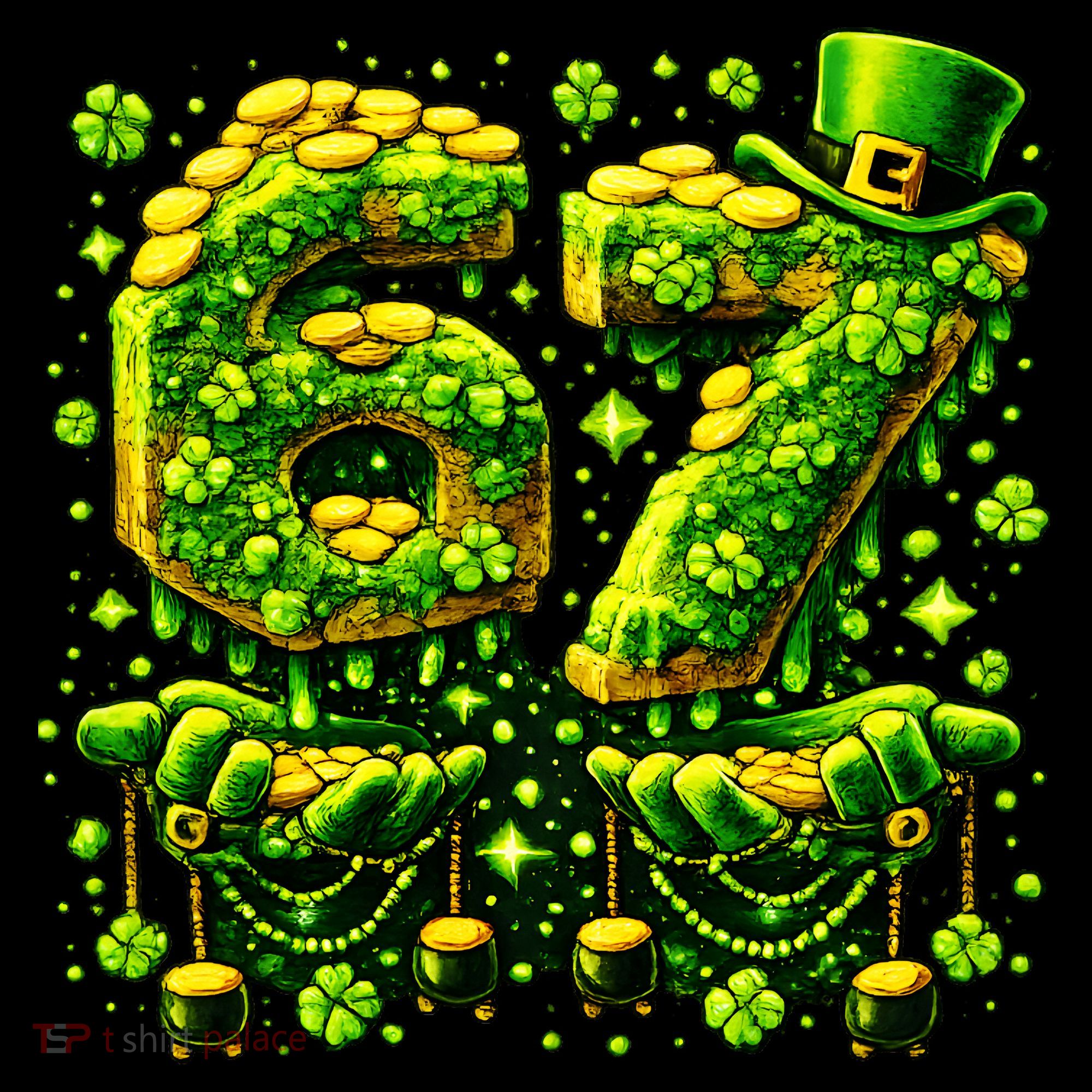 Six Seven Meme 67 St Patricks Day 6-7 Irish Clover Kids T-Shirt