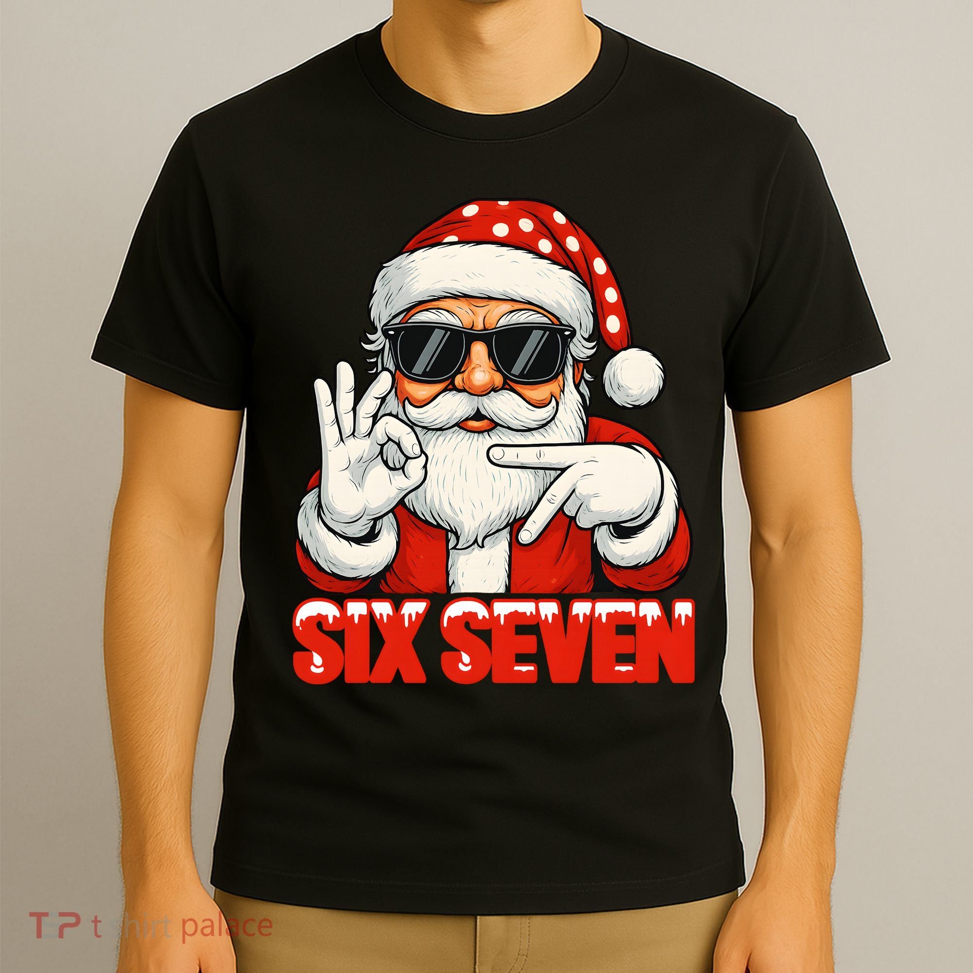 Six Seven Meme Christmas Cool Santa Saying 6-7 T-Shirt