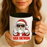 Six Seven Meme Christmas Cool Santa Saying 6-7 Coffee Mug thumb 3