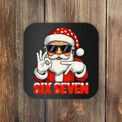 Six Seven Meme Christmas Cool Santa Saying 6-7 Coaster