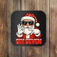 Six Seven Meme Christmas Cool Santa Saying 6-7 Coaster thumb 0