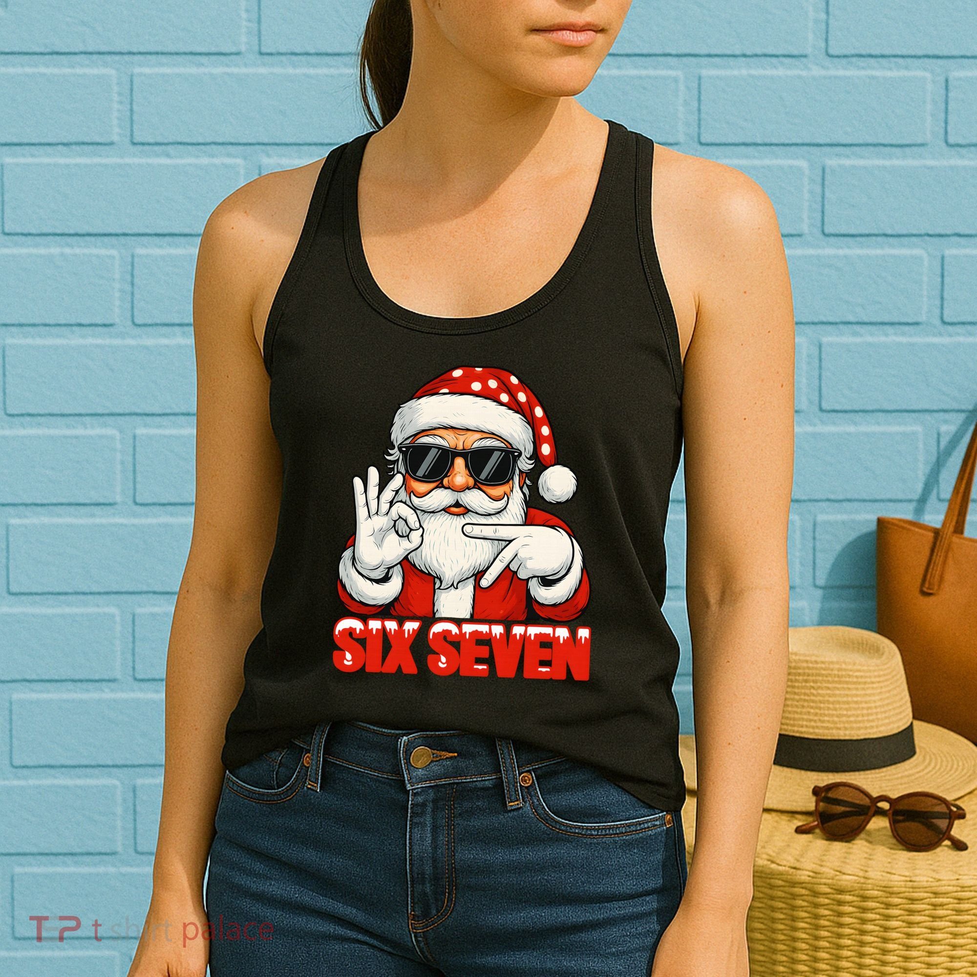 Six Seven Meme Christmas Cool Santa Saying 6-7 Women's Tank Top