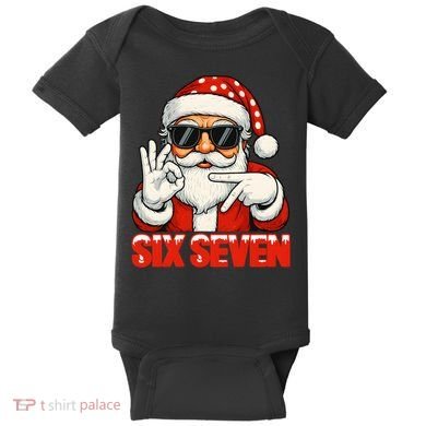 Six Seven Meme Christmas Cool Santa Saying 6-7 Baby Bodysuit