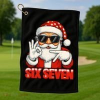 Six Seven Meme Christmas Cool Santa Saying 6-7 Golf Towel thumb 1