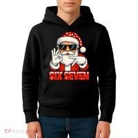 Six Seven Meme Christmas Cool Santa Saying 6-7 Kids Hoodie thumb 4