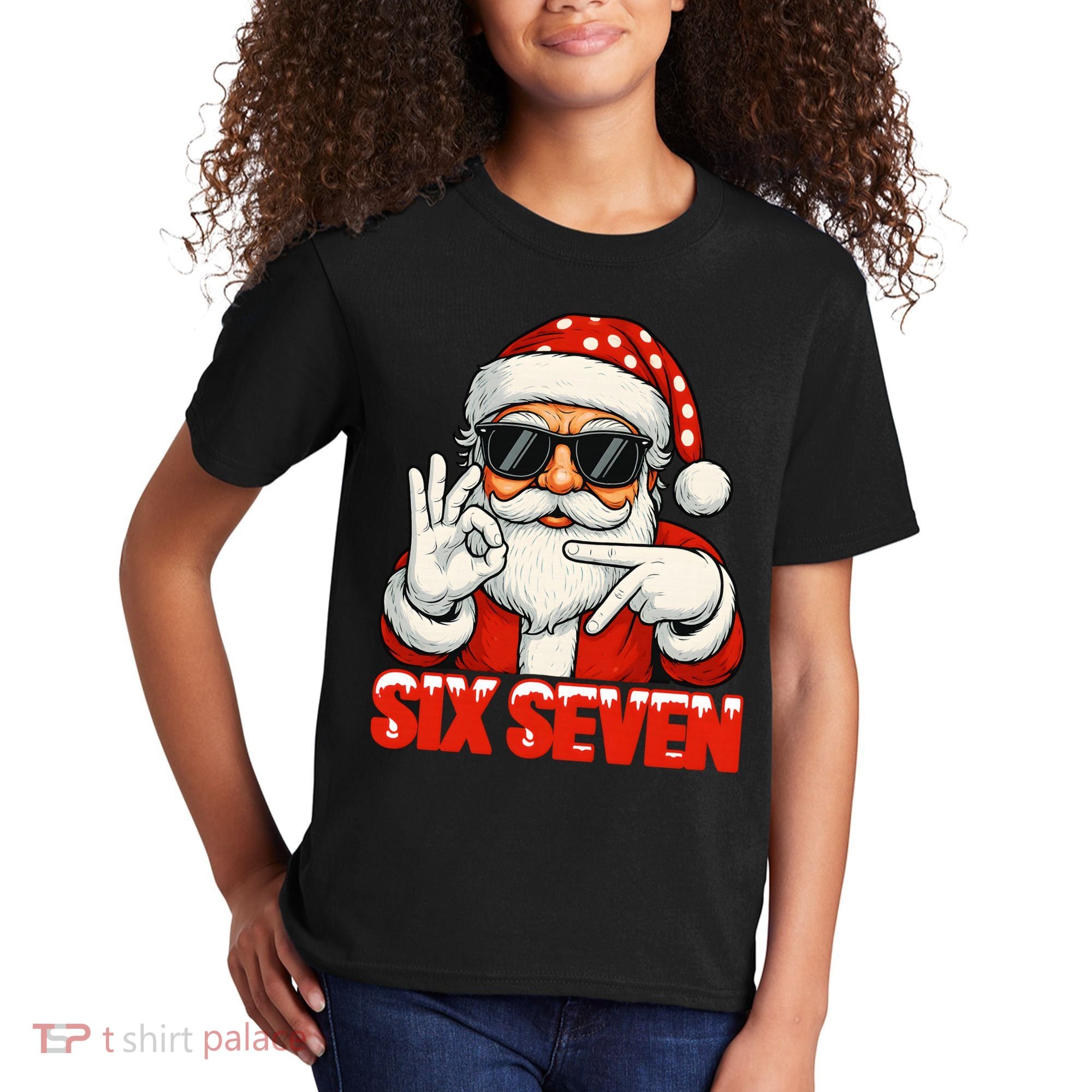 Six Seven Meme Christmas Cool Santa Saying 6-7 Kids T-Shirt