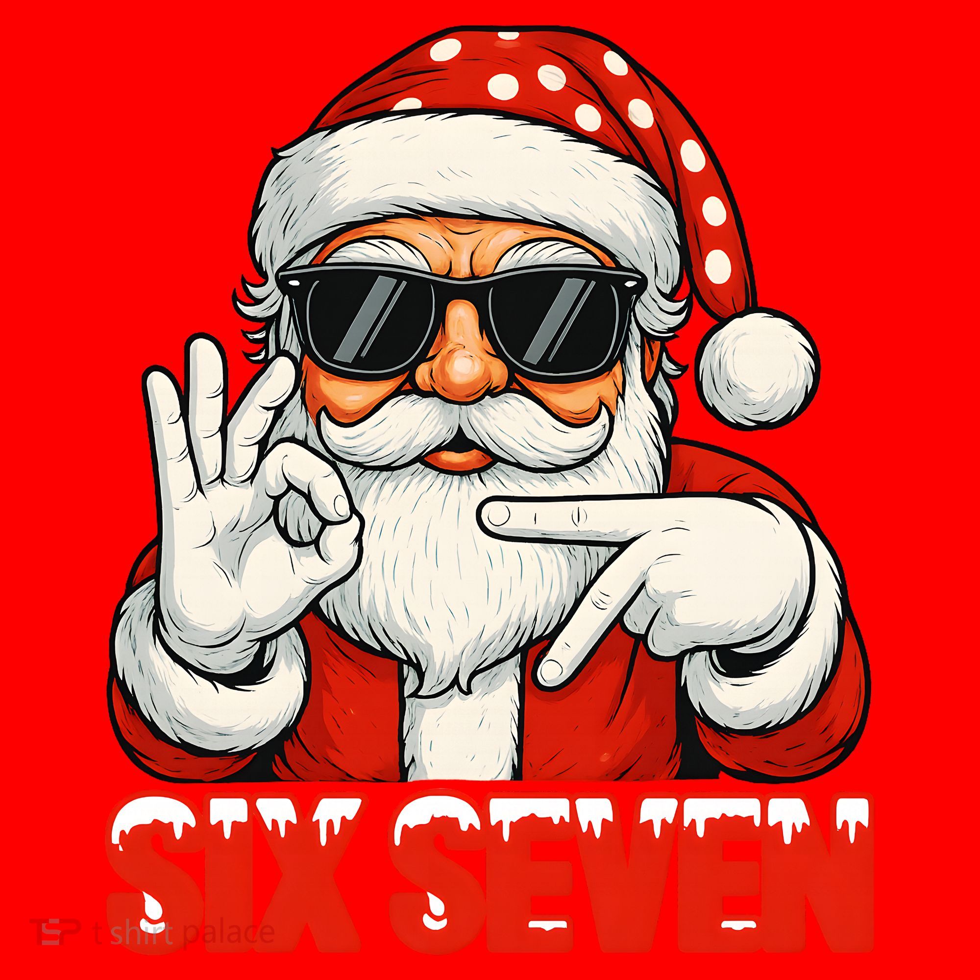 Six Seven Meme Christmas Cool Santa Saying 6-7 Santa Hat