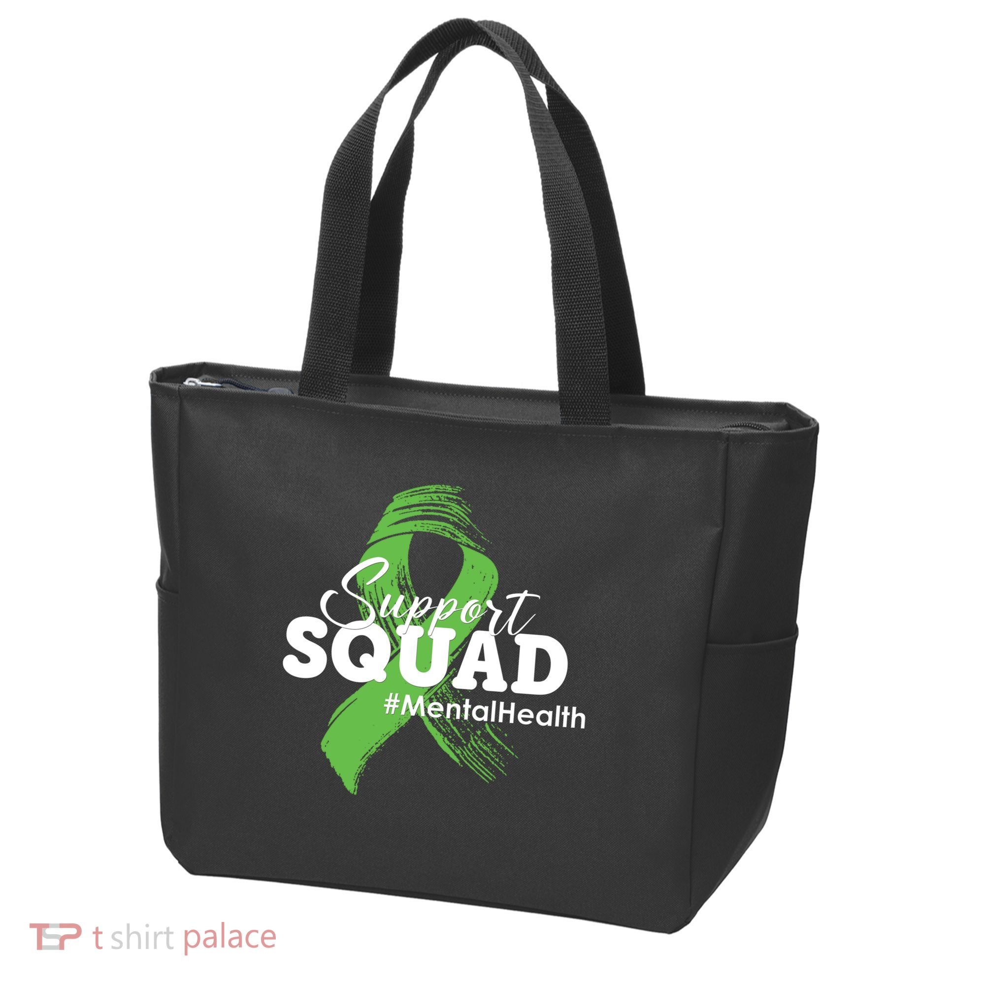 Support Squad Mental Health Awareness Ribbon Tote Bag