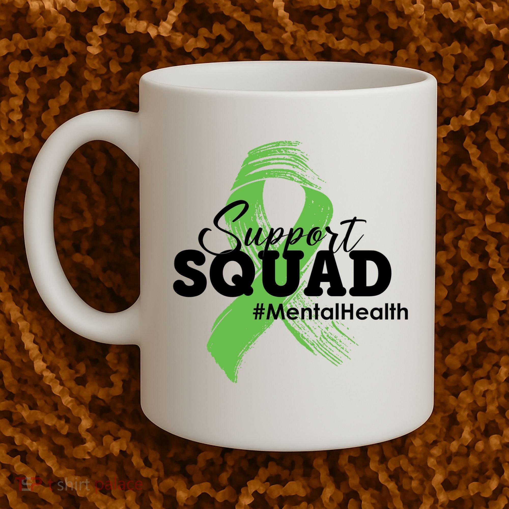 Support Squad Mental Health Awareness Ribbon Coffee Mug