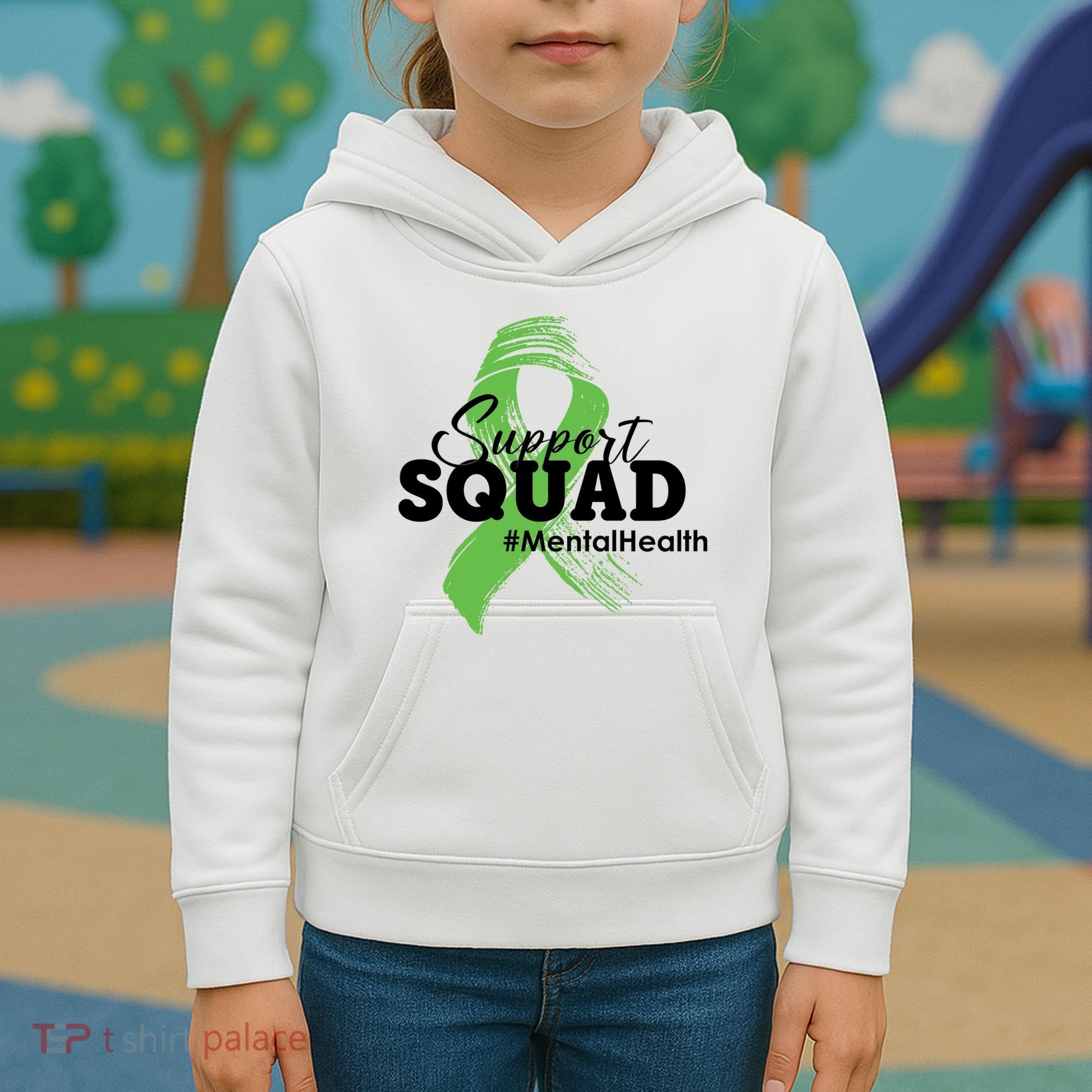 Support Squad Mental Health Awareness Ribbon Kids Hoodie