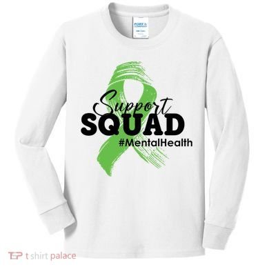 Support Squad Mental Health Awareness Ribbon Kids Long Sleeve Shirt