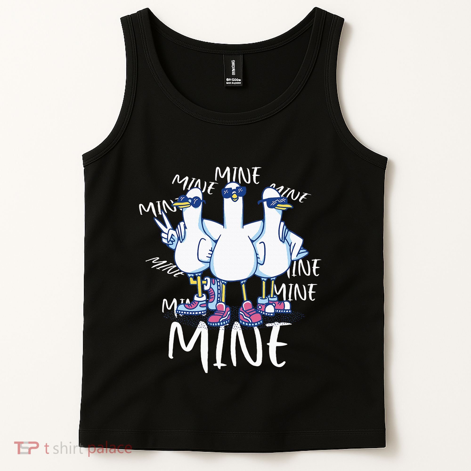 Seagull Saying Mine Funny Pigeon Retro Ocean Life Tank Top