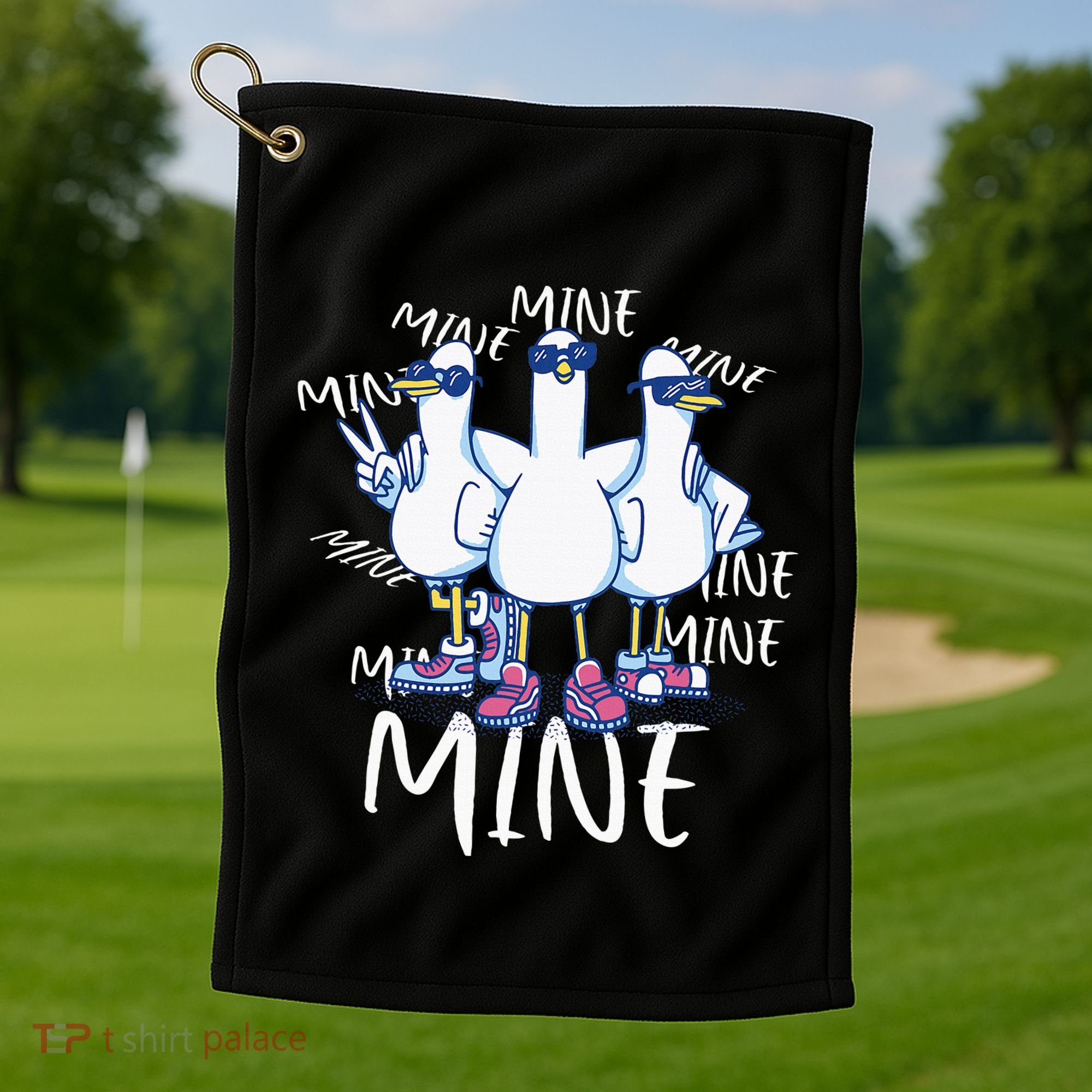 Seagull Saying Mine Funny Pigeon Retro Ocean Life Golf Towel