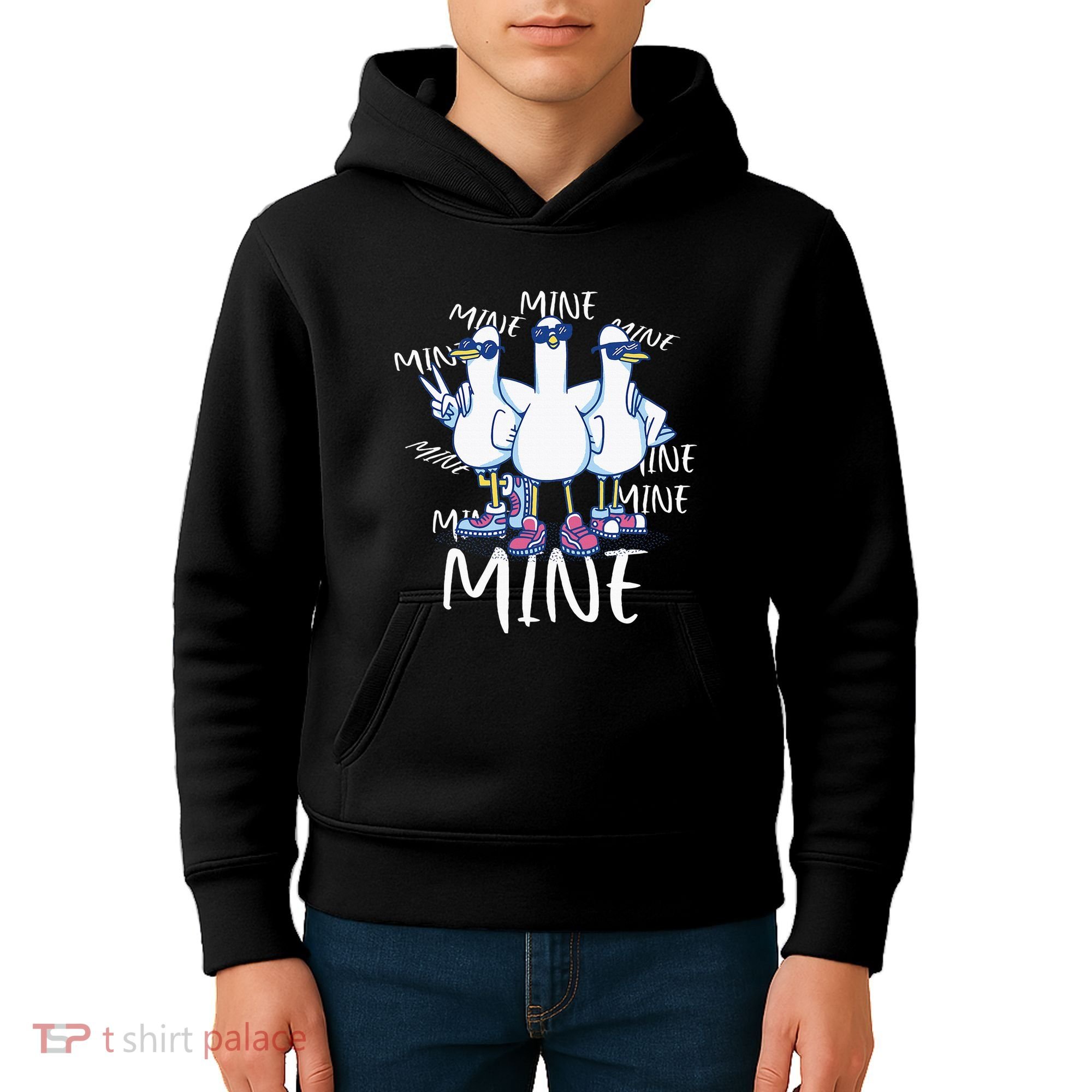Seagull Saying Mine Funny Pigeon Retro Ocean Life Kids Hoodie