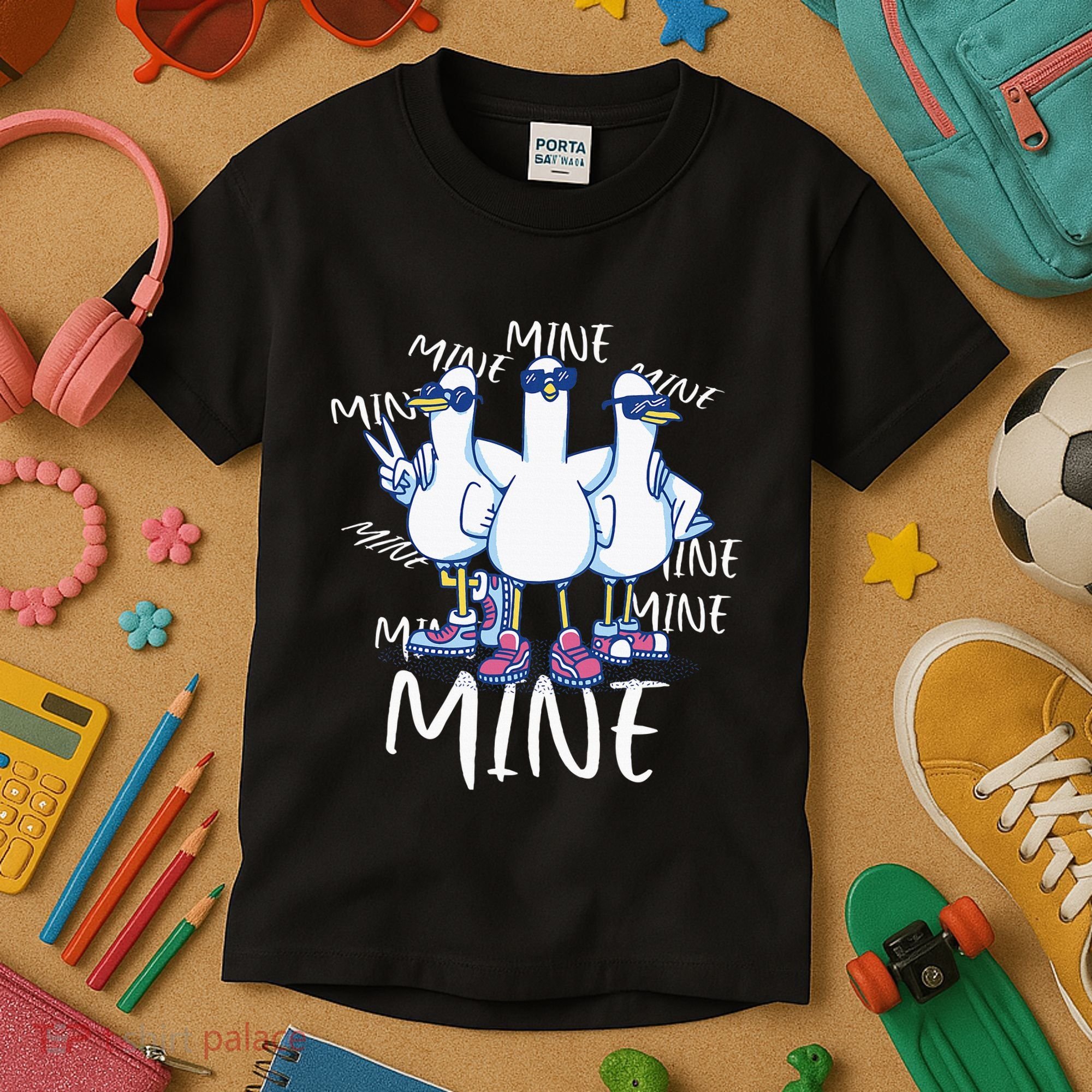 Seagull Saying Mine Funny Pigeon Retro Ocean Life Kids T-Shirt