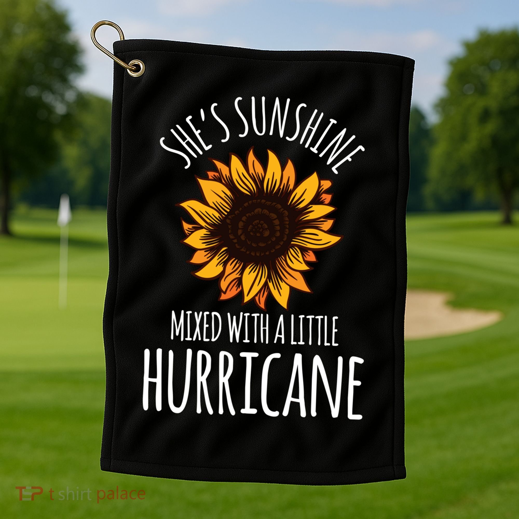 She's Sunshine Mixed With A Little Hurricane Funny Summer Great Gift Golf Towel