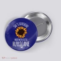 She's Sunshine Mixed With A Little Hurricane Funny Summer Great Gift Button thumb 0