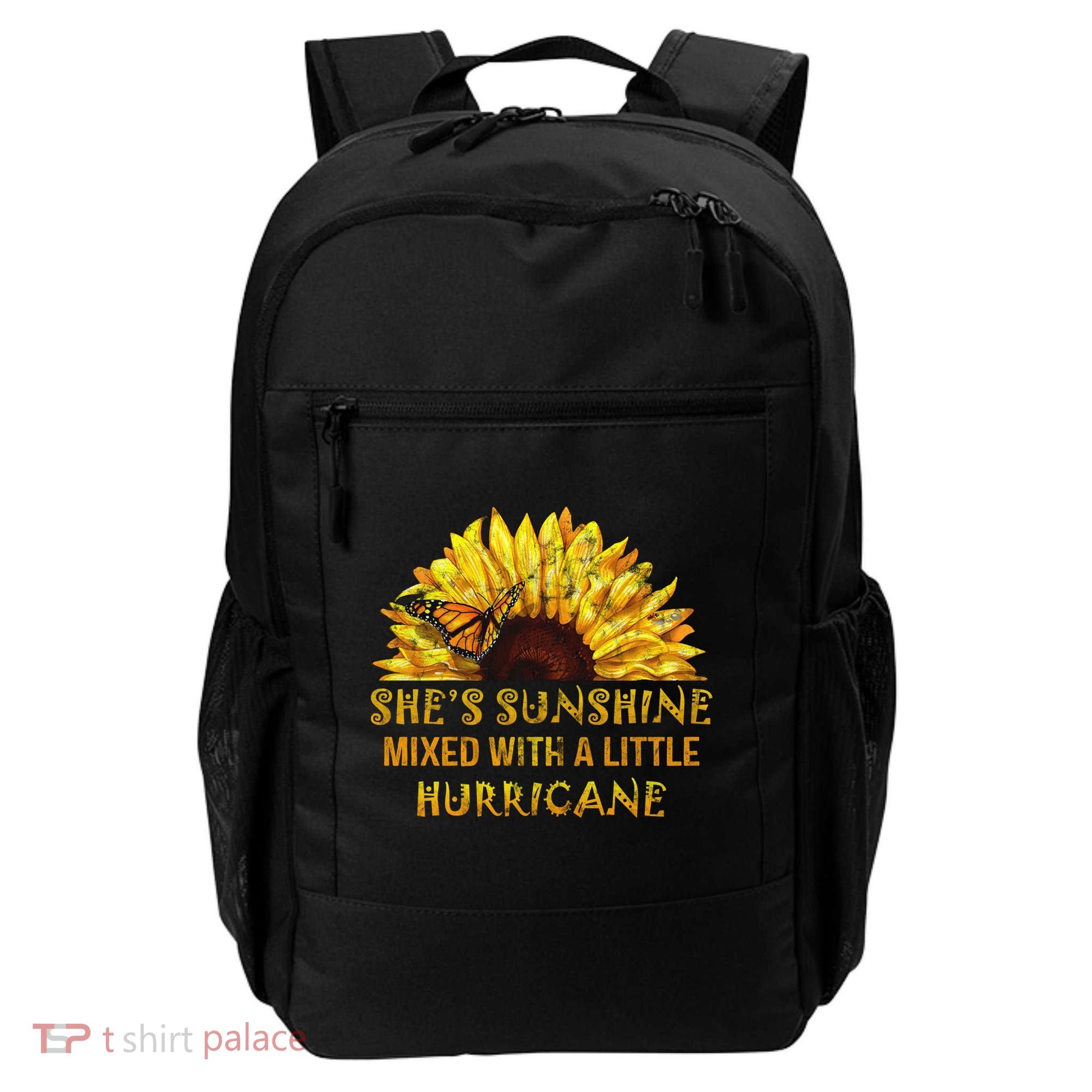 She's Sunshine Mixed With A Little Hurricane Sunflower Meaningful Gift Backpack