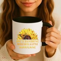 She's Sunshine Mixed With A Little Hurricane Sunflower Meaningful Gift Coffee Mug thumb 3