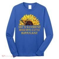 She's Sunshine Mixed With A Little Hurricane Sunflower Meaningful Gift Long Sleeve Shirt thumb 0