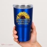 She's Sunshine Mixed With A Little Hurricane Sunflower Meaningful Gift Tumbler thumb 2