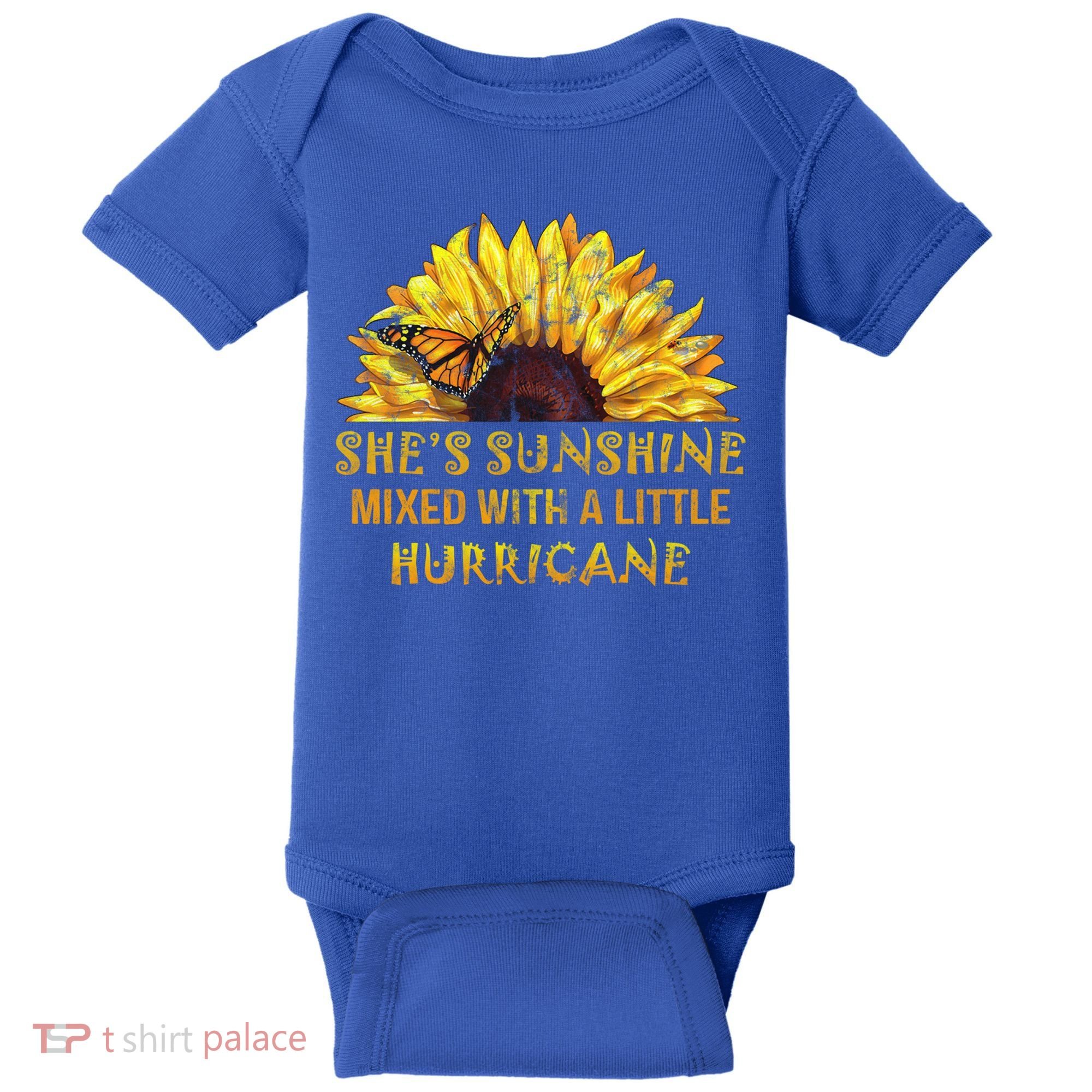 She's Sunshine Mixed With A Little Hurricane Sunflower Meaningful Gift Baby Bodysuit