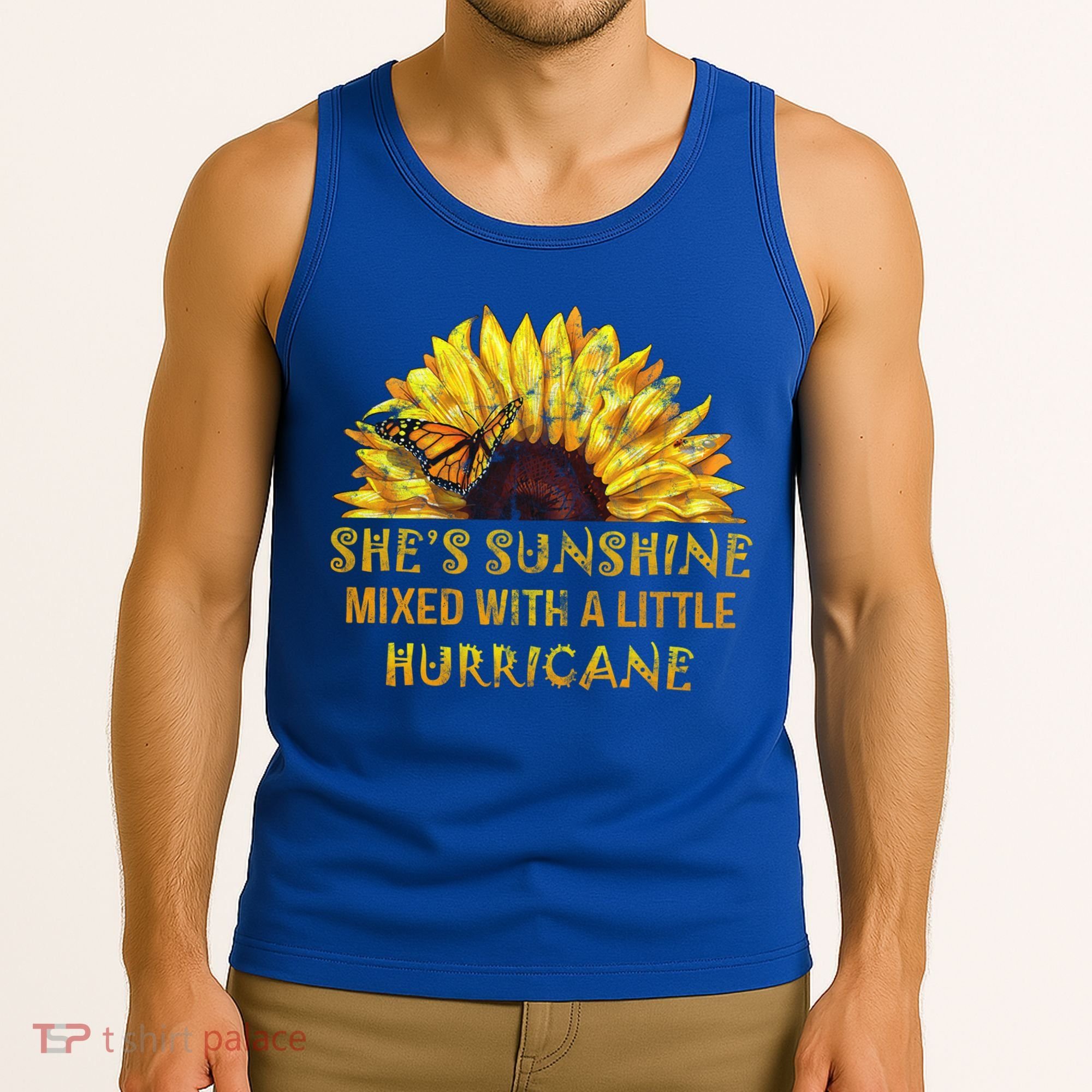 She's Sunshine Mixed With A Little Hurricane Sunflower Meaningful Gift Tank Top