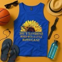 She's Sunshine Mixed With A Little Hurricane Sunflower Meaningful Gift Tank Top thumb 4