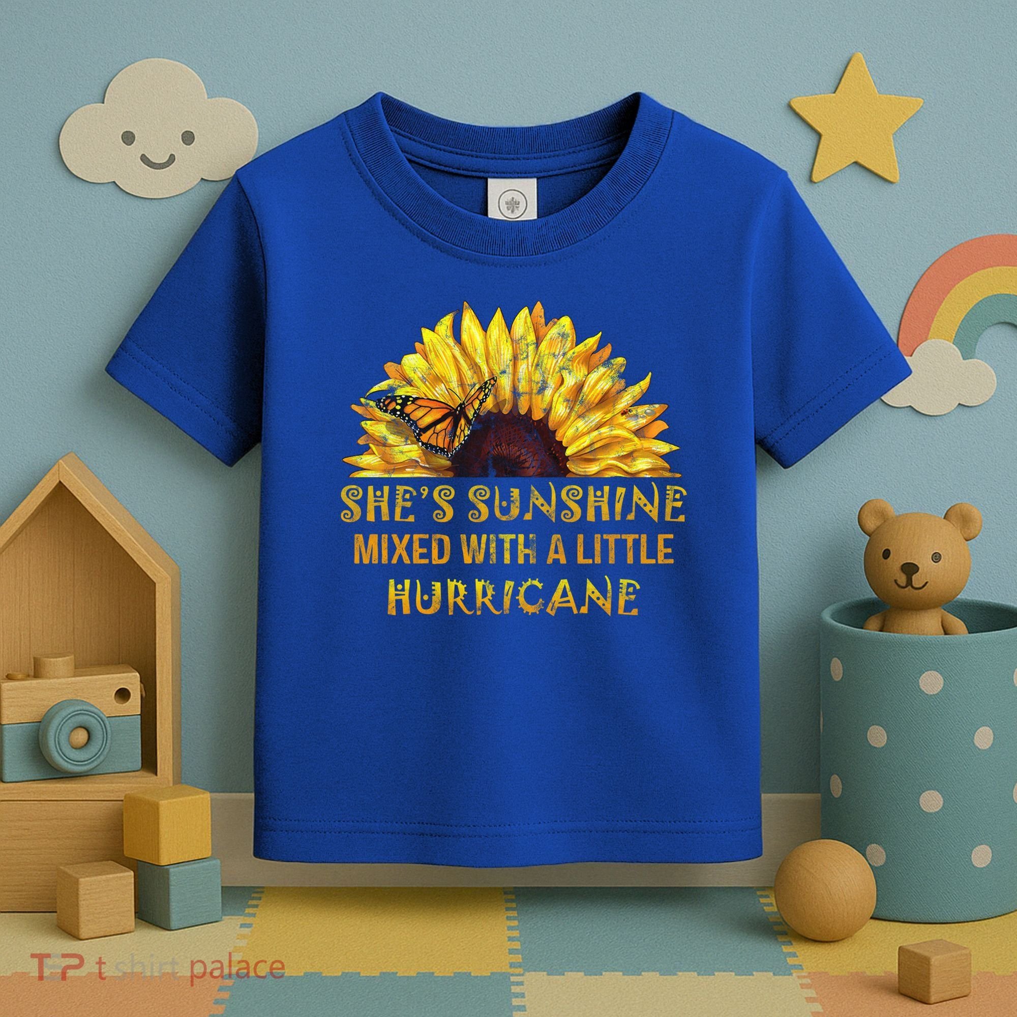 She's Sunshine Mixed With A Little Hurricane Sunflower Meaningful Gift Toddler T-Shirt