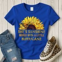 She's Sunshine Mixed With A Little Hurricane Sunflower Meaningful Gift Women's T-Shirt thumb 3