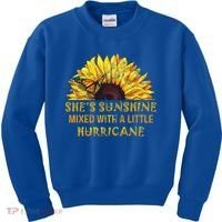 She's Sunshine Mixed With A Little Hurricane Sunflower Meaningful Gift Kids Sweatshirt thumb 0
