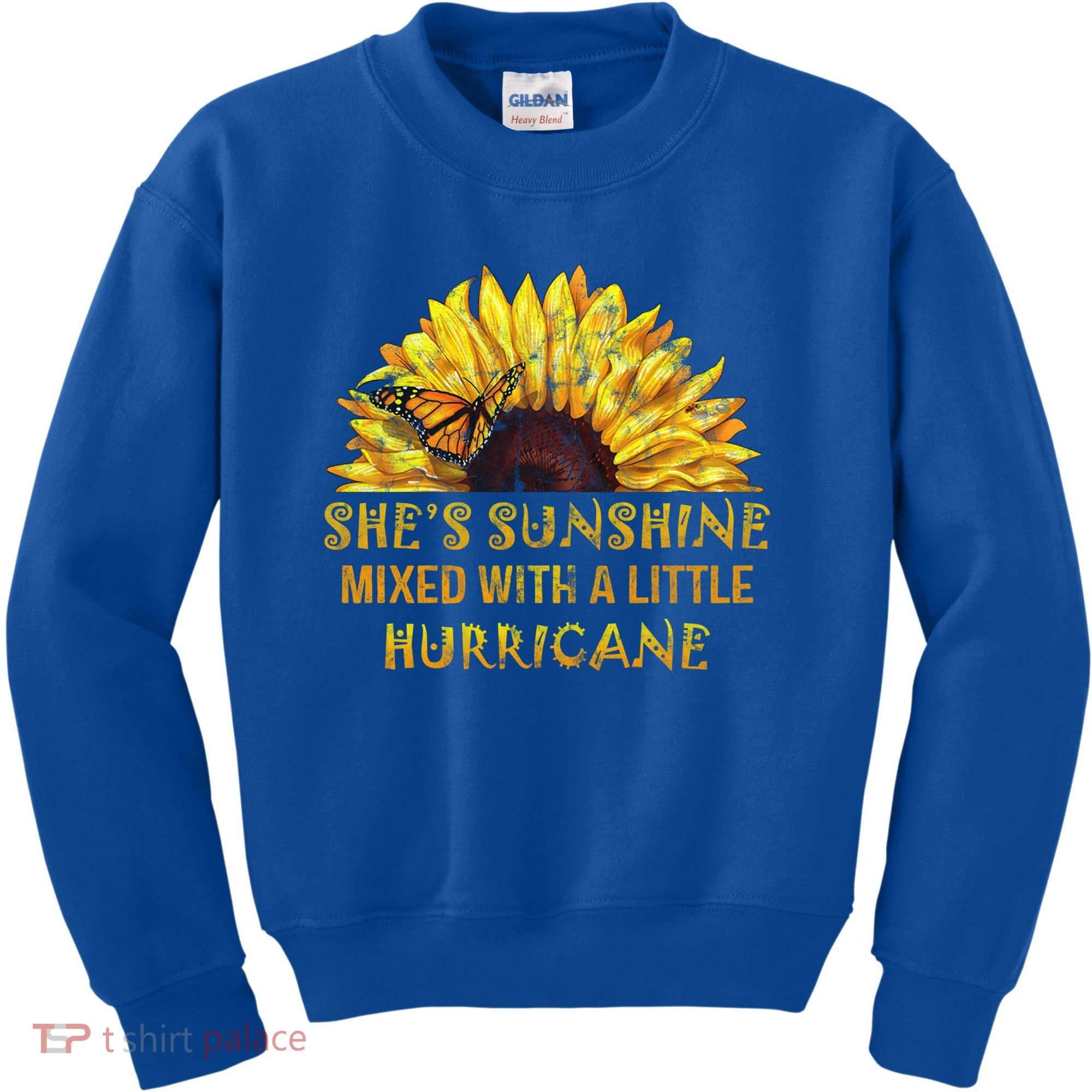 She's Sunshine Mixed With A Little Hurricane Sunflower Meaningful Gift Kids Sweatshirt