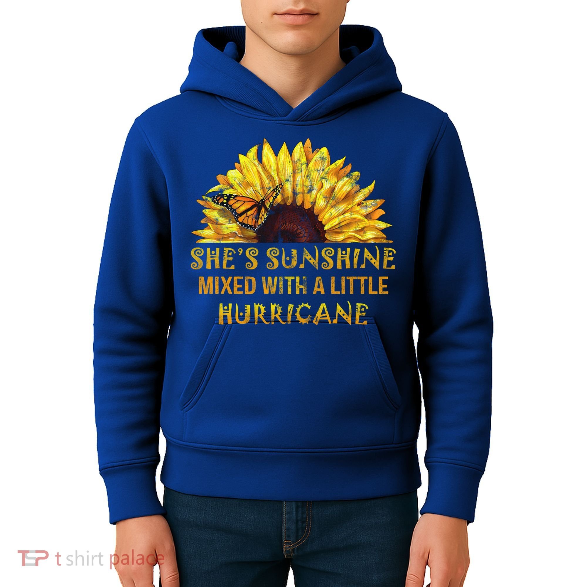 She's Sunshine Mixed With A Little Hurricane Sunflower Meaningful Gift Kids Hoodie