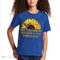 She's Sunshine Mixed With A Little Hurricane Sunflower Meaningful Gift Kids T-Shirt thumb 2