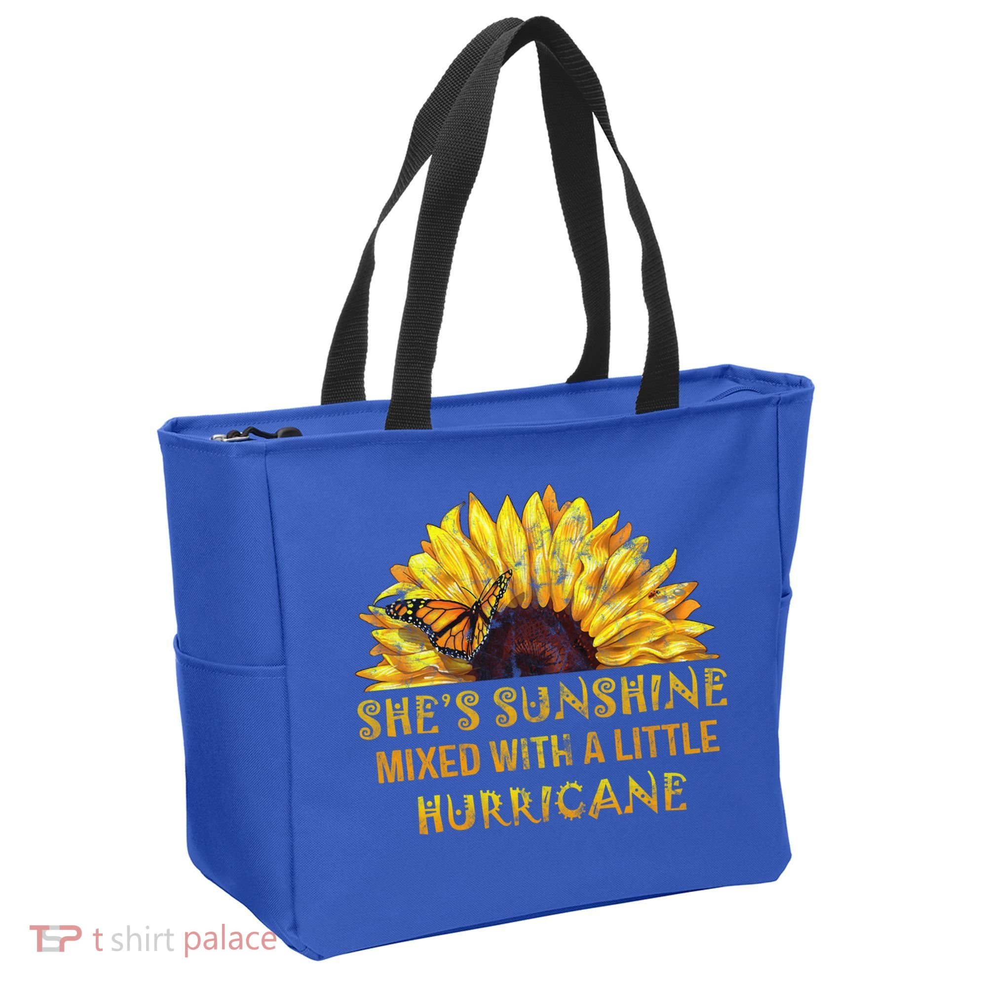 She's Sunshine Mixed With A Little Hurricane Sunflower Meaningful Gift Tote Bag