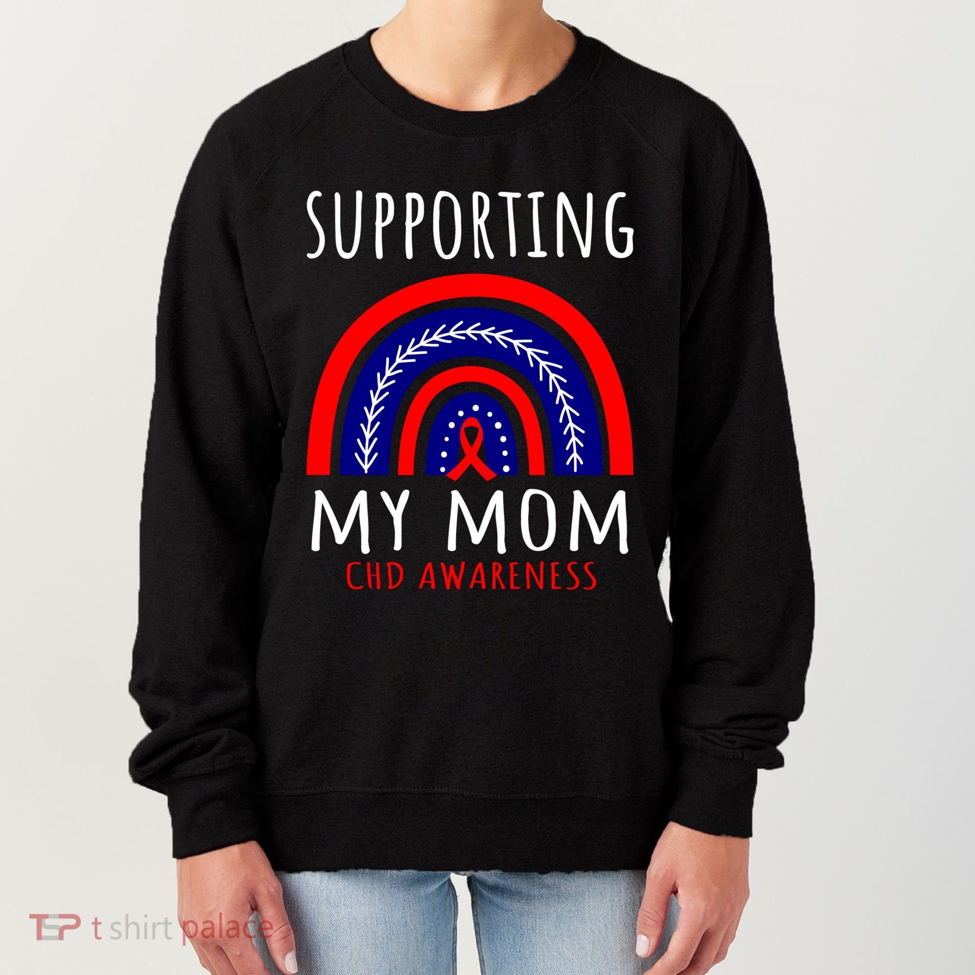 Support Squad Mom Chd Awareness Products Rainbow Graphic Great Gift Women's Sweatshirt