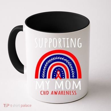 Support Squad Mom Chd Awareness Products Rainbow Graphic Great Gift Coffee Mug