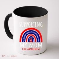 Support Squad Mom Chd Awareness Products Rainbow Graphic Great Gift Coffee Mug thumb 0