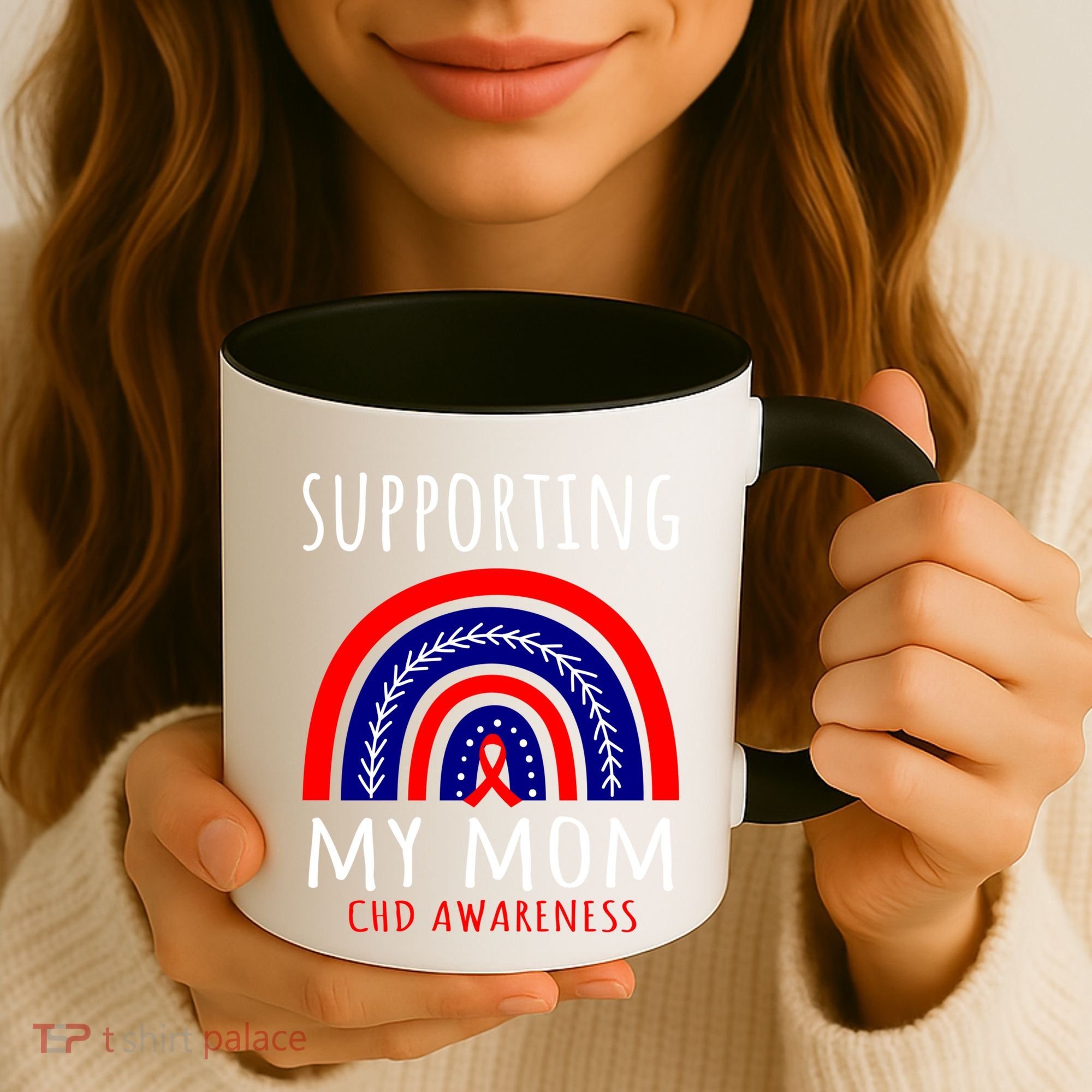 Support Squad Mom Chd Awareness Products Rainbow Graphic Great Gift Coffee Mug