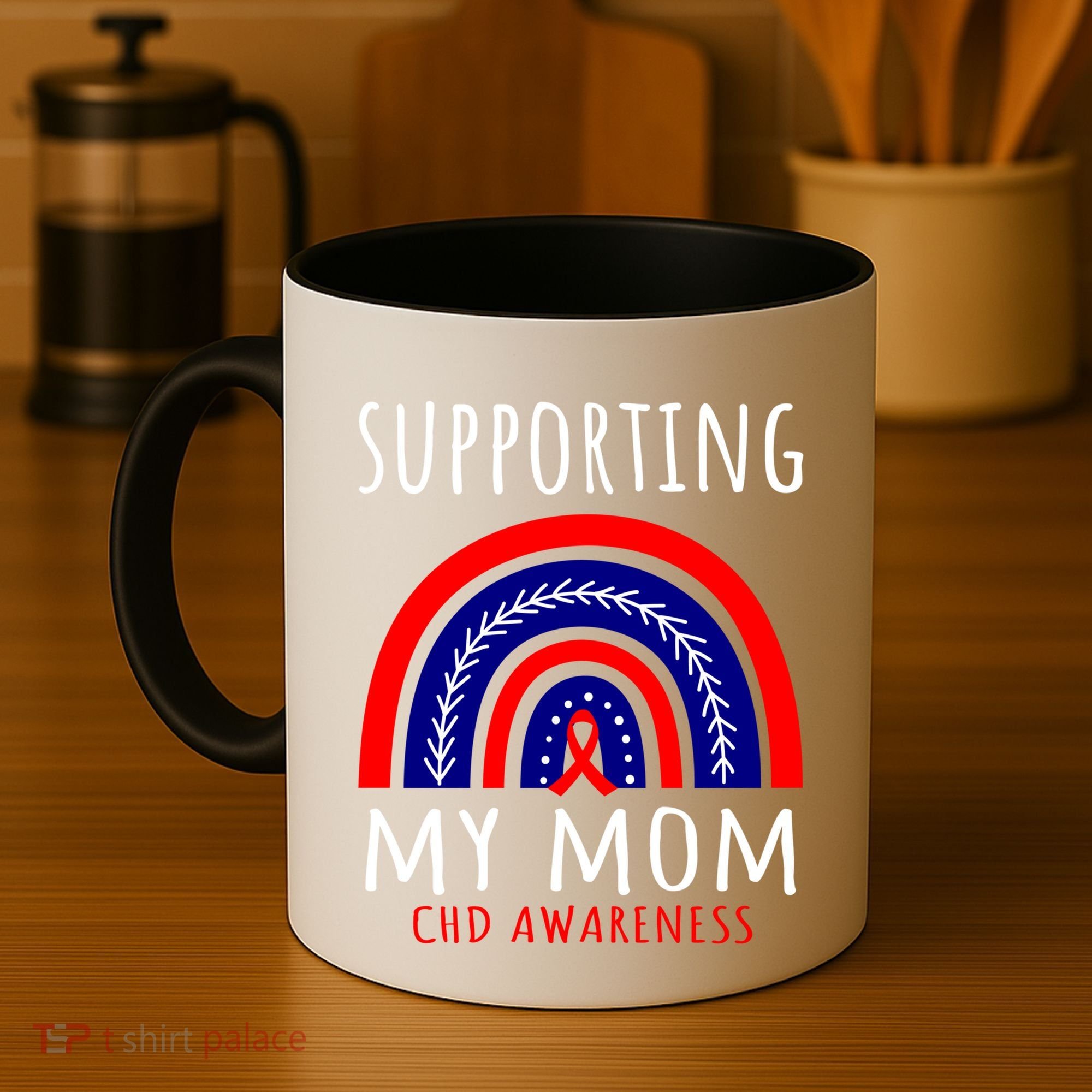 Support Squad Mom Chd Awareness Products Rainbow Graphic Great Gift Coffee Mug