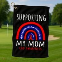 Support Squad Mom Chd Awareness Products Rainbow Graphic Great Gift Golf Towel thumb 1